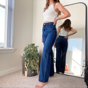 SHEIN Wide Leg High Rise Jeans - Dark Wash
